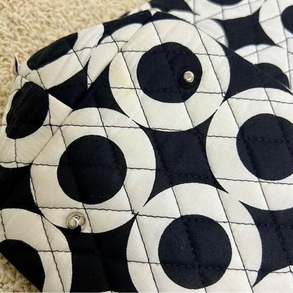 Weekender Travel Bag with Circle Pattern and Bow Tote Overnight Black and White - Picture 6 of 11